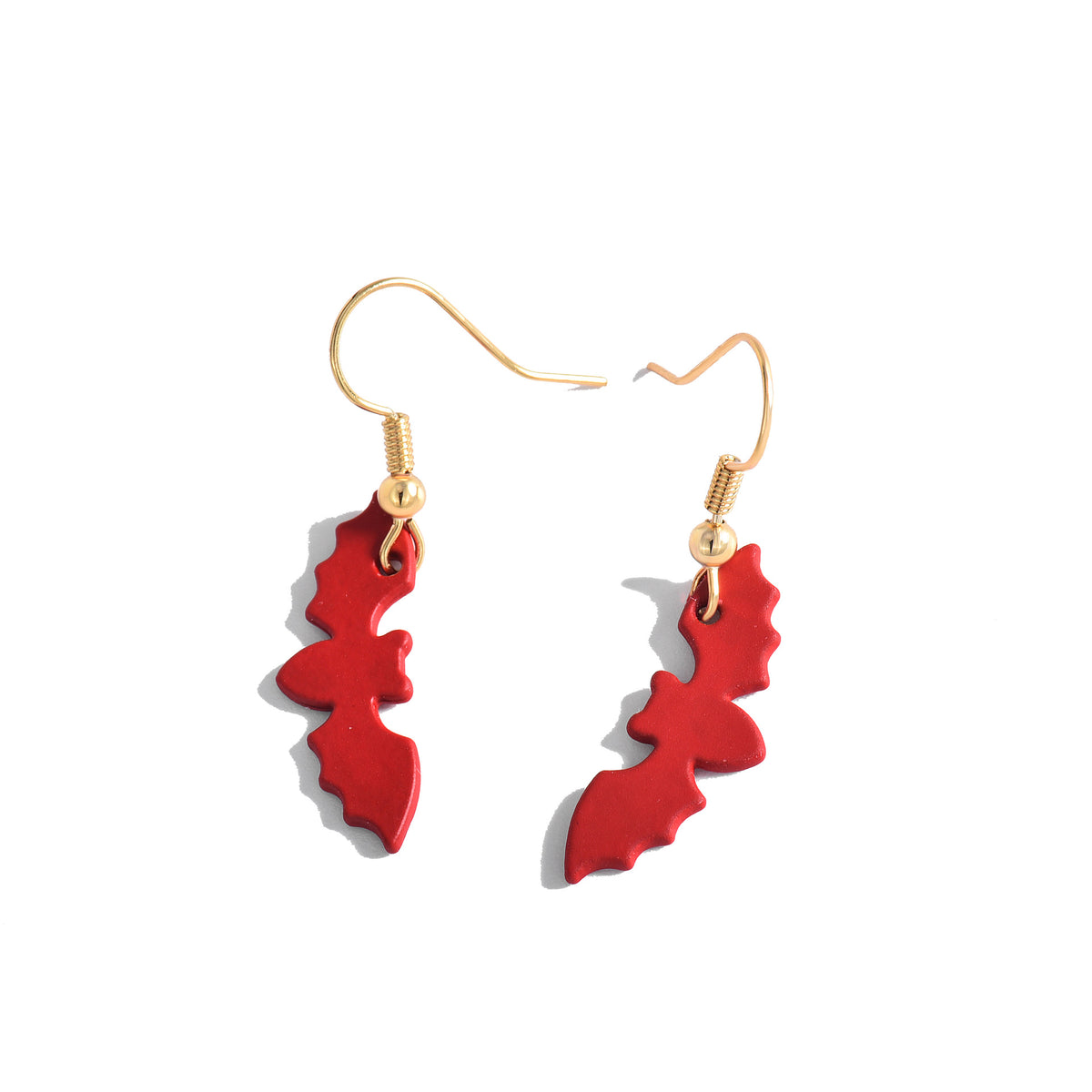 Halloween Wine Red Bat Creative Earrings