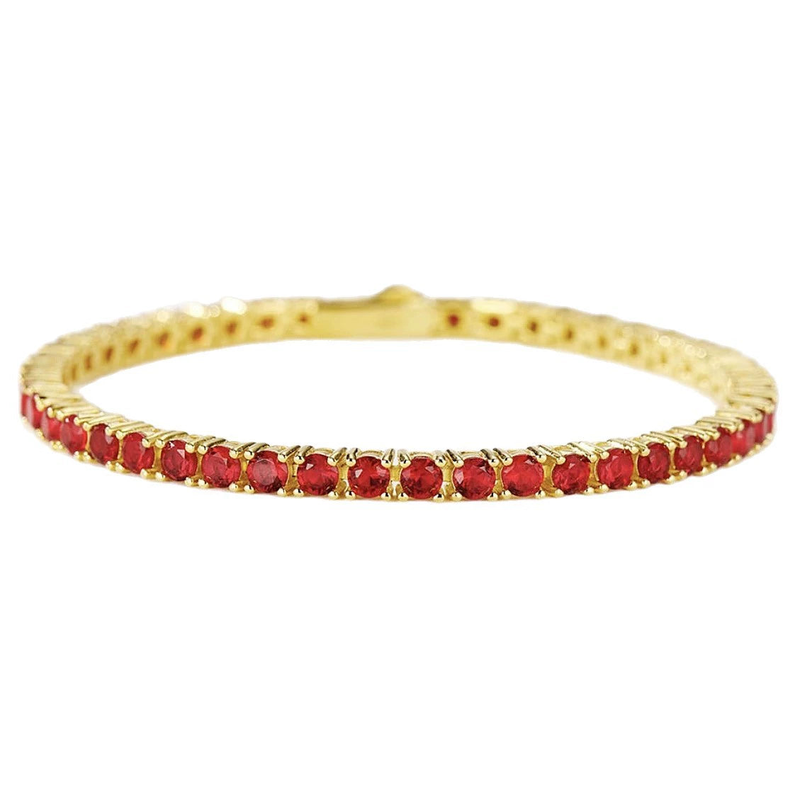 Red zircon inlay simple tennis bracelet